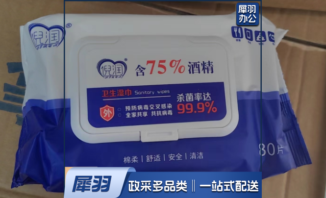 75%酒精湿巾 消毒湿巾 80片装