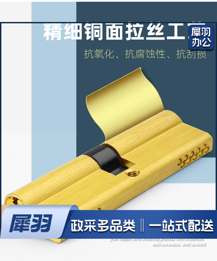 防盗门锁芯B级叶片锁芯家用换锁芯大门全铜95通用型六把钥匙进户门B锁芯