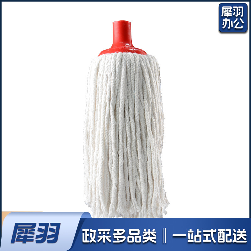 棉拖把棉线拖把头毛巾布宽地拖头家用工厂吸水拖布头螺纹扁替换头（400白色圆拖头无杆）