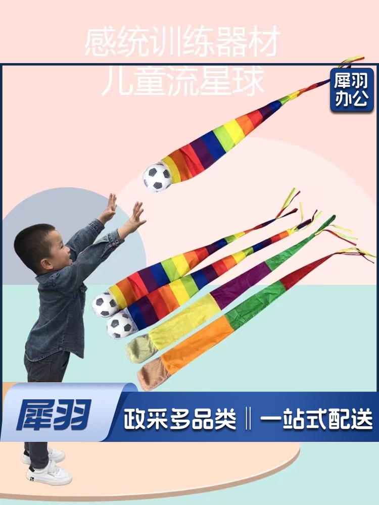 幼儿园感统训练流星球沙包彩带带风阻软球(大号荞麦壳款)