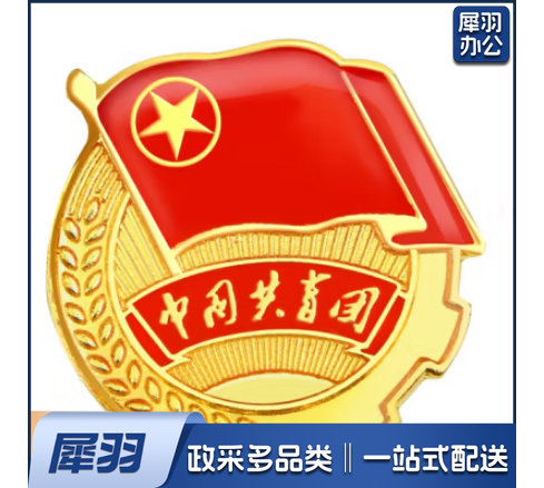 不褪色镀金团徽胸章 标准款团徽 别针款加厚团徽徽章