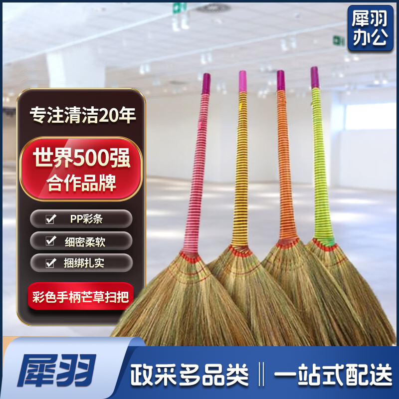 手工高粱苗植物芒草扫把芒花笤帚凤尾草扫把芦苇高粱扫帚 彩柄间色芒草扫把