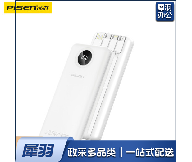 品胜20000毫安 白 带线快充