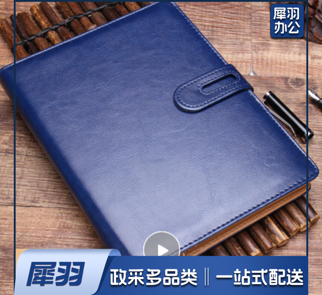 95张活页本_A5/25K   6孔商务活页皮面本_奖品本(蓝色)(可定制提前沟通)