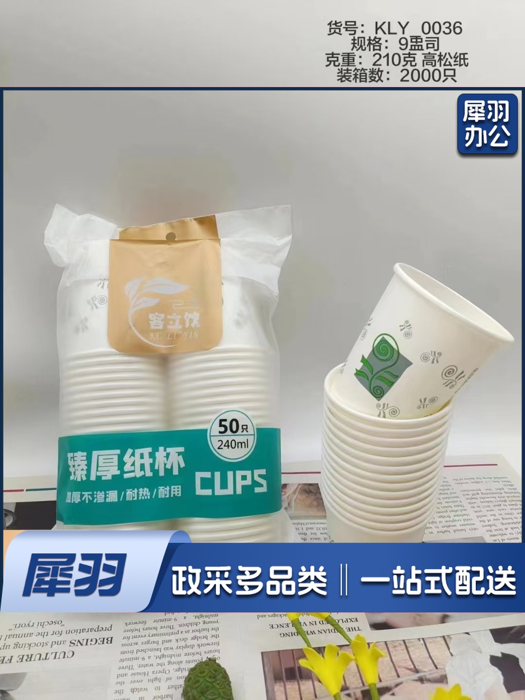 一次性纸杯  规格：240毫升  单位：个