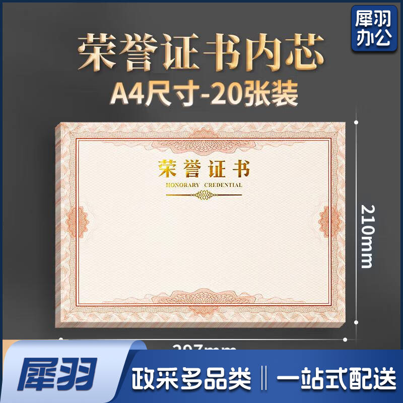 荣誉证书内芯12k加厚分享白奖状获奖证书内页可打印表扬信优秀员工荣誉证奖状纸大12开内芯-20张装