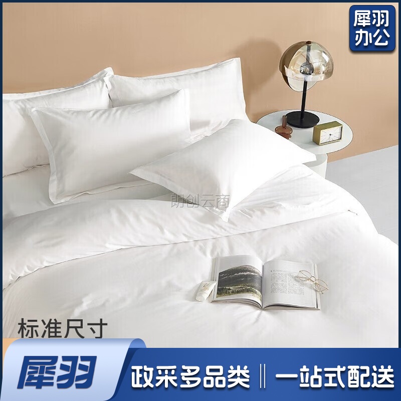 枕头套一对装 酒店60支纯棉枕套 纯色单人枕芯套  白色 48*74cm