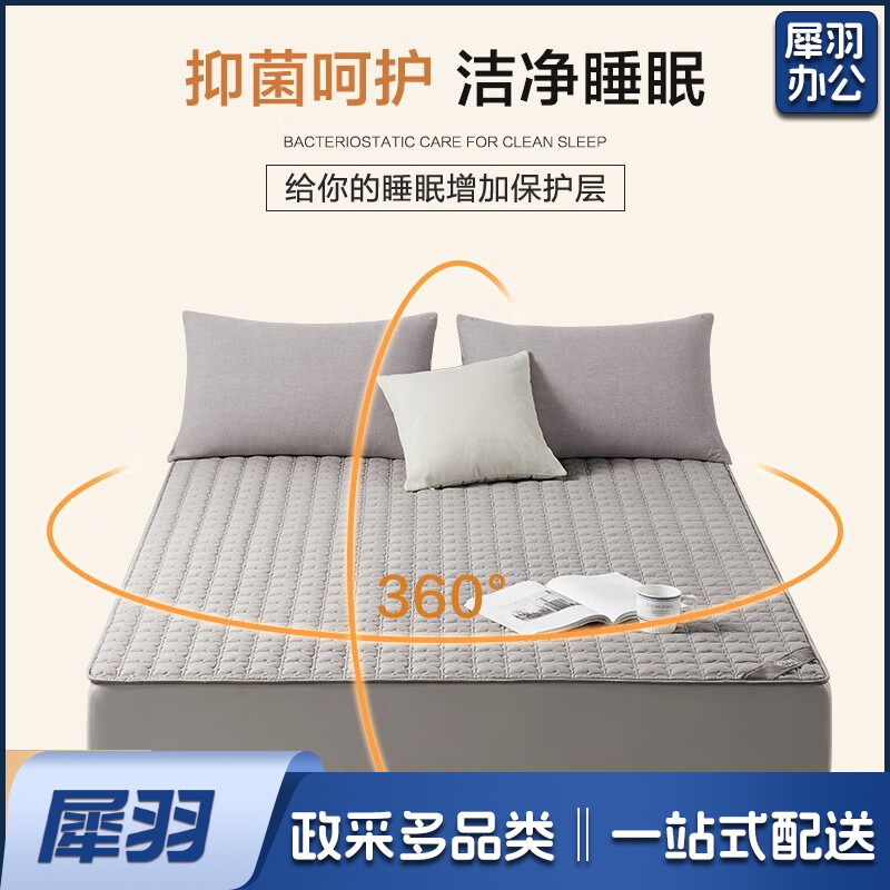 床笠夹棉加厚单件套席梦思大豆床垫保护罩冬季防尘床罩 灰色    180*200cm