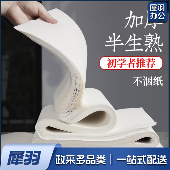 半生半熟宣纸 四尺对开国画书法练习纸  四尺四开100张