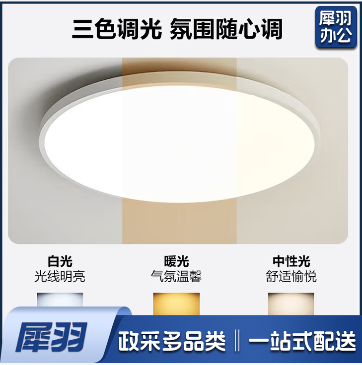 三色变光吸顶灯 96W   直径600mm