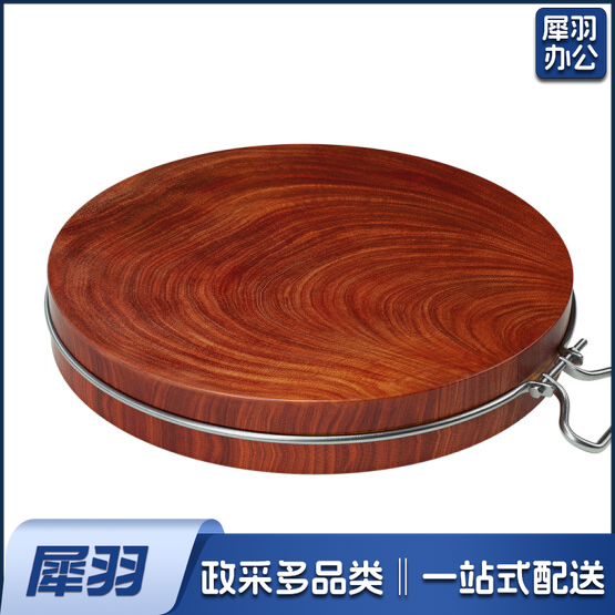 正宗红铁木砧板  菜墩圆形刀板 红铁木钢圈款 46*5cm  货号：JC