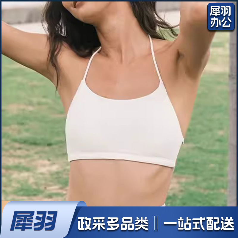 欧美挂脖运动内衣 女 夏季细带性感美背健身带胸垫文胸瑜伽服上衣