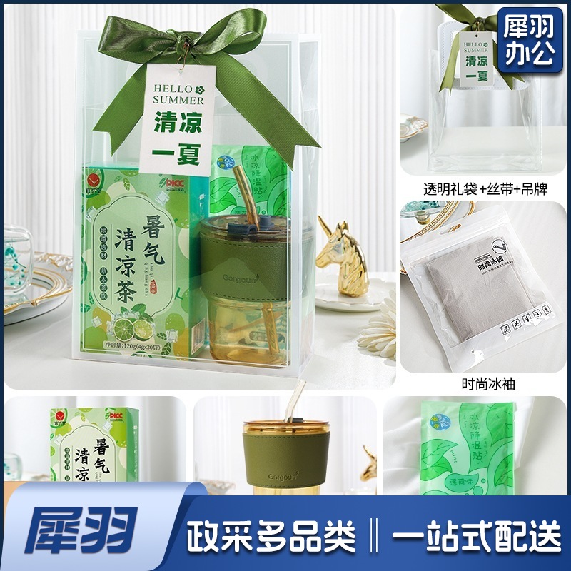 夏日防暑降温包套装礼品员工福利夏季清凉礼包护士节(清凉套餐9（清凉茶+竹节杯+冰袖+冰凉贴+吊牌）)