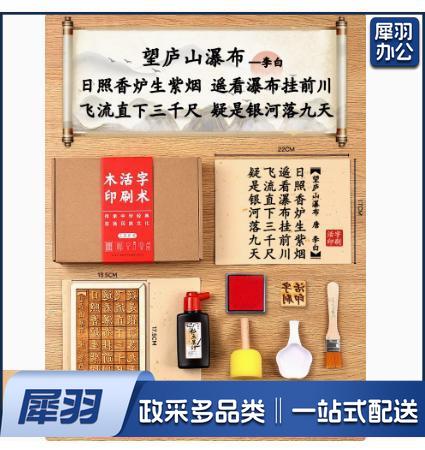 木活字印刷术拓印字模工具幼儿园儿童非遗手工玩具（七言 望庐山瀑布+20张宣纸）