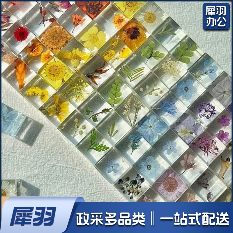 爆款手工滴胶植物方块成品立体标本永生花送朋友礼物正方体