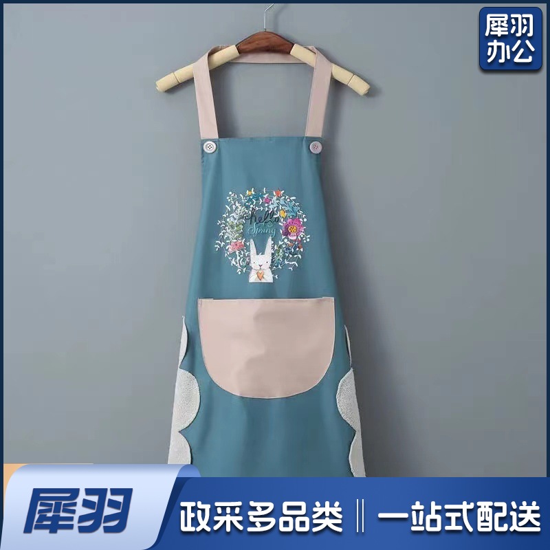 PVC防水围裙定制印字小批量女家居可爱厨房家用围腰印logo可擦手