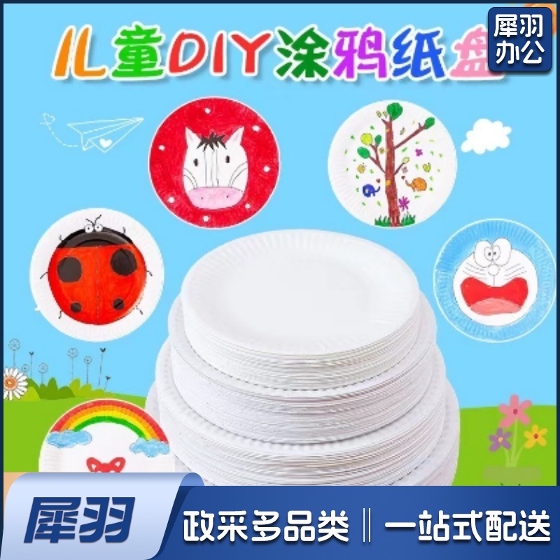 一次性纸盘餐具纯白色蛋糕盘烧烤盘西餐盘儿童DIY手工美术画纸碟10/包 折纸/手工纸