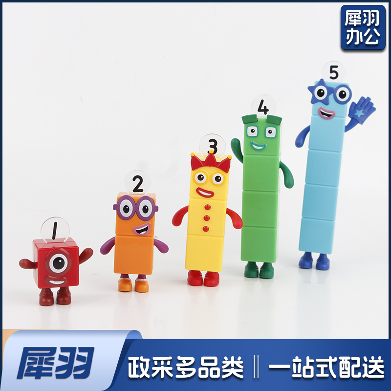 跨境科教热销 方块数字积木公仔模型5款手办玩具微景观查模型摆件
