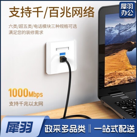绿联（UGREEN）六类千兆网络模块 CAT6网络信息面板 RJ45电脑网线插座连接头直通头 单个装80178