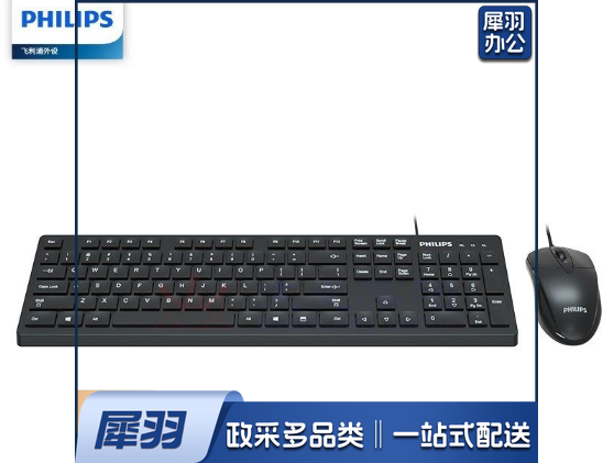 飞利浦/Philips SPT6205 有线键盘/办公键鼠套装 黑色（10套起售，偏远区域下单请电话咨询）