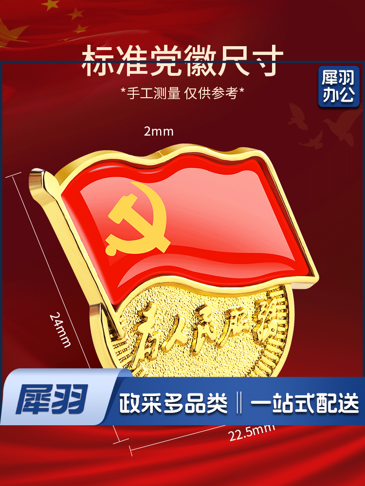 党徽 党员徽章 党徽胸章 厚度2mm 磁扣款 10个起售