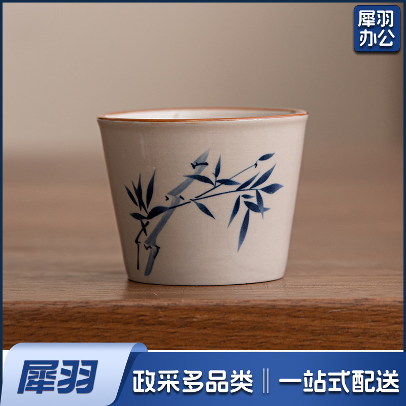 汝窑小暖壶马克杯带盖陶瓷焖茶杯中式大容量保温瓶办公杯子带手柄（草木灰【静心】小暖壶）