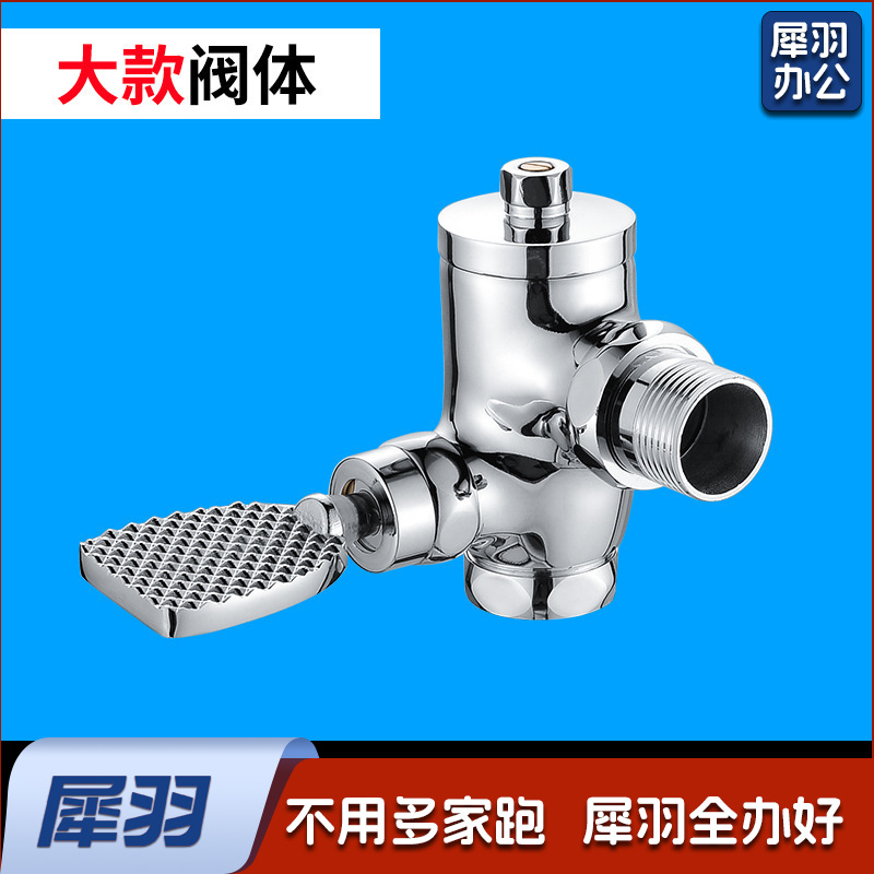 全铜脚踏阀蹲便器式脚踩冲水阀厕所大便冲洗阀卫生间延时阀 大体侧进水款（可调节）