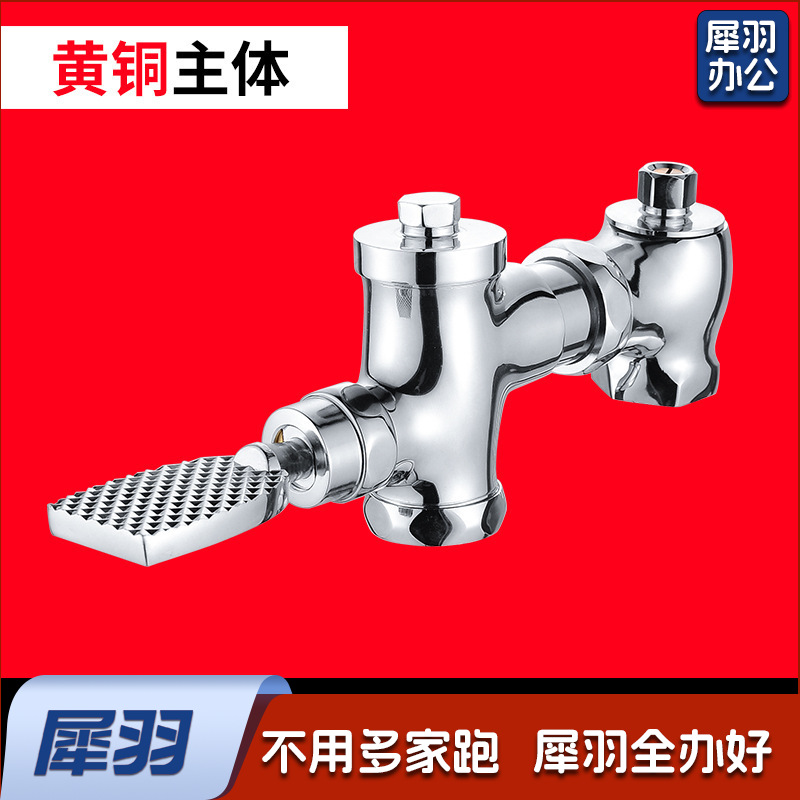 全铜脚踏阀蹲便器式脚踩冲水阀厕所大便冲洗阀卫生间延时阀 大体旋转进水款（可调节）